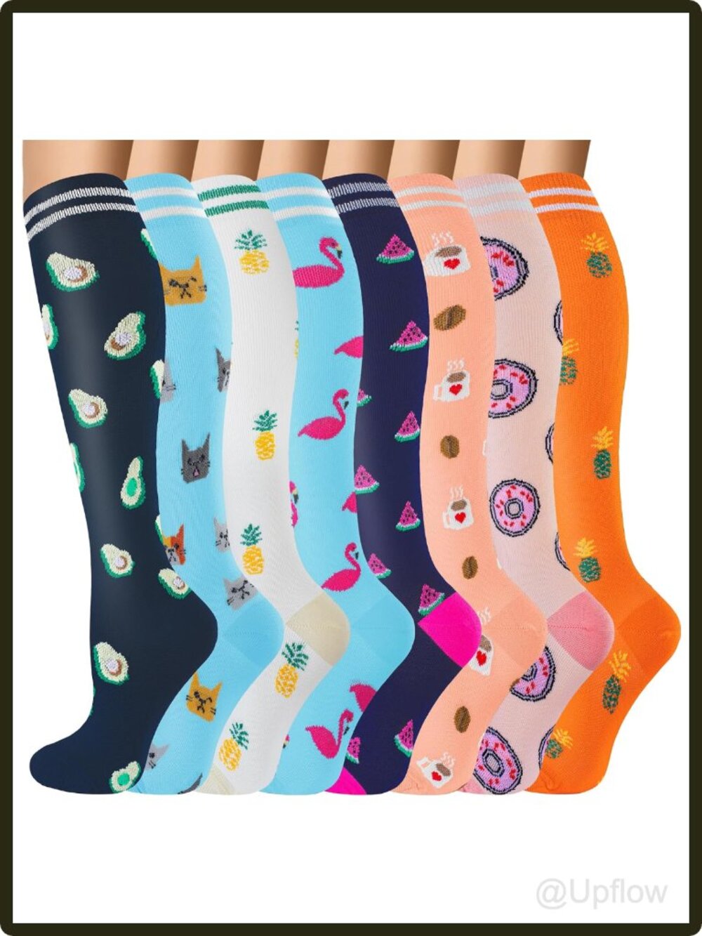 Unisex Knee High Compression Socks 8 Pack 20-30 mmHg Copper Support
